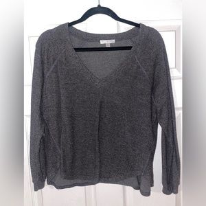 Gray Long Sleeve V-Neck